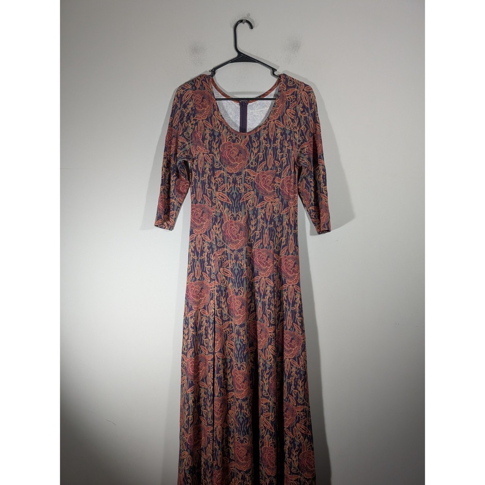 Soft Surroundings Womens Floral 3/4 Sleeve Maxi Dress Sz XS Dark Romantic Forest